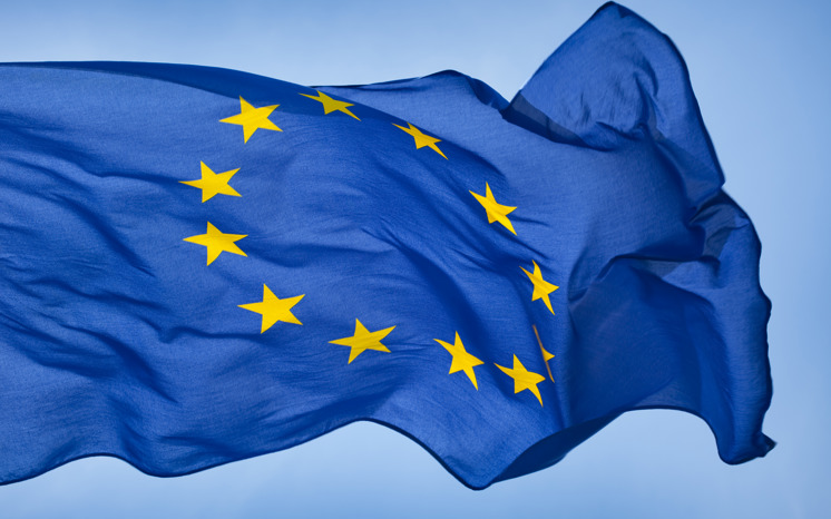 EU-flagga blåser i vinden