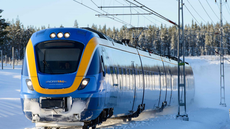 Norrtåg i vinterlandskap