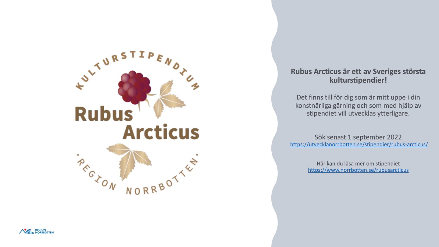 Annons för kulturstipendiet Rubus Arcticus