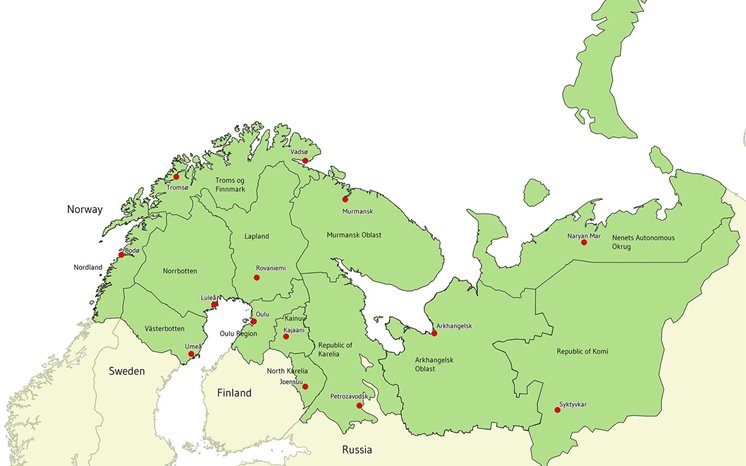 Kartbild över Barentsområdet