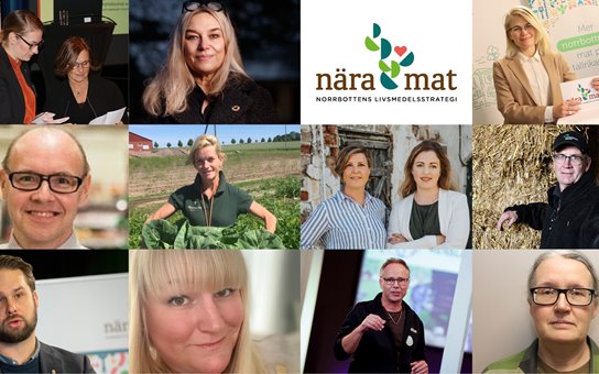 Collage av porträttbilder för inbjudna talare till lanseringen av Norrbottens Livsmedelsstrategi 3 mars 2022