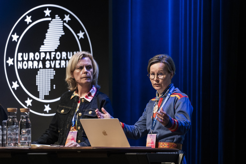 Katarina Areskoug Mascarenhas från Impact Europe och Elle Merete Omma från Samerådet.